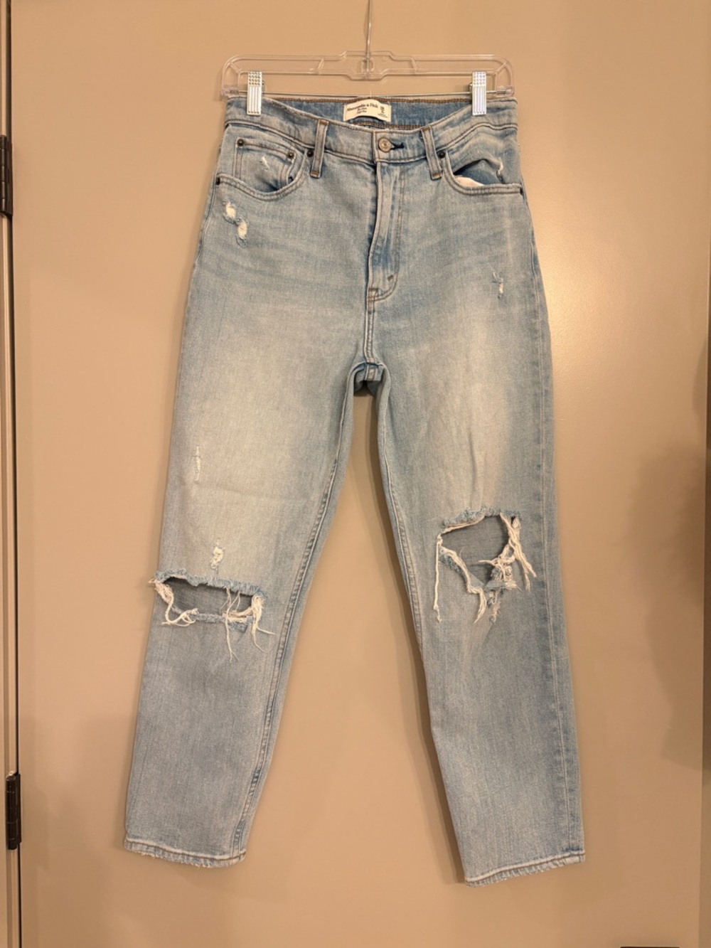 Abercrombie & Fitch Light Blue Distressed Boyfriend Jeans